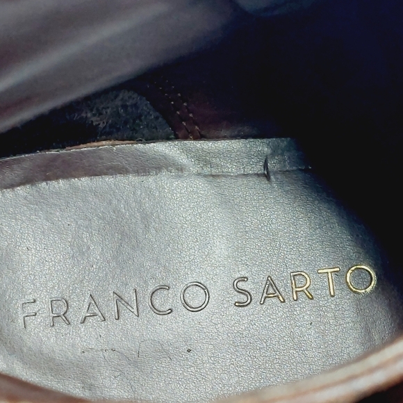 Franco Sarto Santos Brown Leather Boots With Buckle and Side Zip H361 - Picture 8 of 12